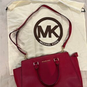 Michael Kors Red Tote Bag with Structured Design